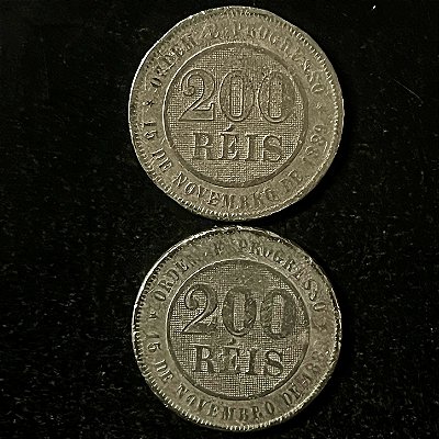 02 Moedas do Brasil - 200 Réis - 1897 - Cupro Niquel - Mbc - ref.3136