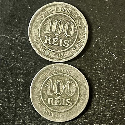 02 Moedas do Brasil - 100 Réis - 1893 - Cupro Niquel - Mbc - ref.3143