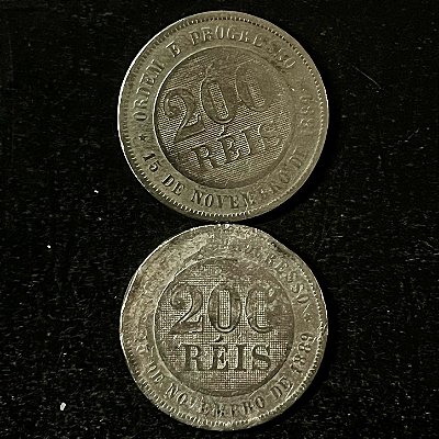 02 Moedas do Brasil - 200 Réis - 1899 - Cupro Niquel - Mbc - ref.3144