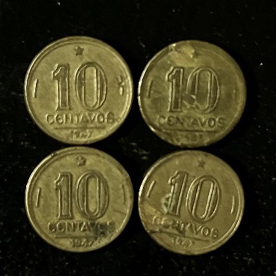 04 Moedas do Brasil - 10 Centavos - 1947 -Jose Bonifacio - Aluminio Bronze - Mbc - ref.3147