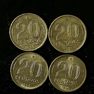 04 Moedas do Brasil - 20 Centavos - 1955 - Rui Barbosa - Aluminio Bronze - Mbc - ref.3148