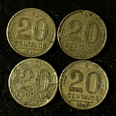 04 Moedas do Brasil - 20 Centavos - 1949 - Rui Barbosa - Aluminio Bronze - Mbc - ref.3149