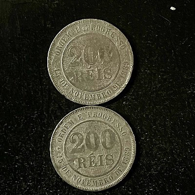 02 Moedas do Brasil - 200 Réis - 1894 - Cupro Niquel - Mbc - ref.3153