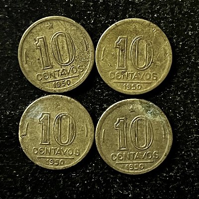 04 Moedas do Brasil - 10 Centavos - 1950 - Jose Bonifacio - Aluminio Bronze - Mbc - ref.3156