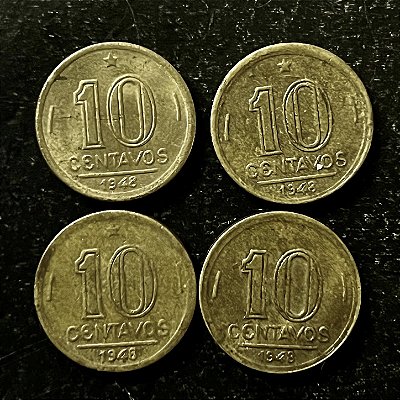 04 Moedas do Brasil - 10 Centavos - 1958 - Jose Bonifacio - Aluminio Bronze - Mbc - ref.3158