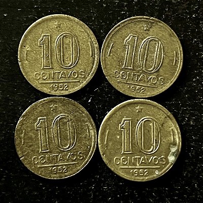 04 Moedas do Brasil - 10 Centavos - 1952 - Jose Bonifacio - Aluminio Bronze - Mbc - ref.3159
