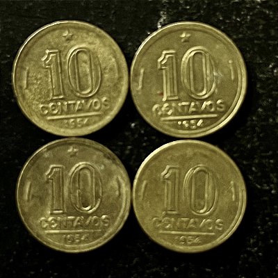 04 Moedas do Brasil - 10 Centavos - 1954 - Jose Bonifacio - Aluminio Bronze - Mbc - ref.3160