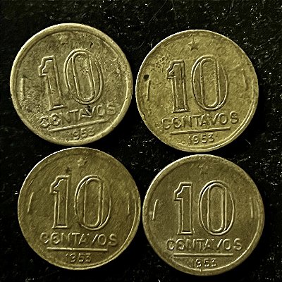 04 Moedas do Brasil - 10 Centavos - 1953 - Jose Bonifacio - Aluminio Bronze - Mbc - ref.3161