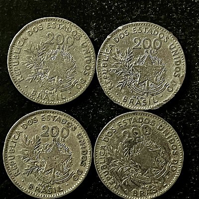 04 Moedas do Brasil - 200 Réis - 1901 - Mcmi - Cupro Niquel - Mbc - ref.3162