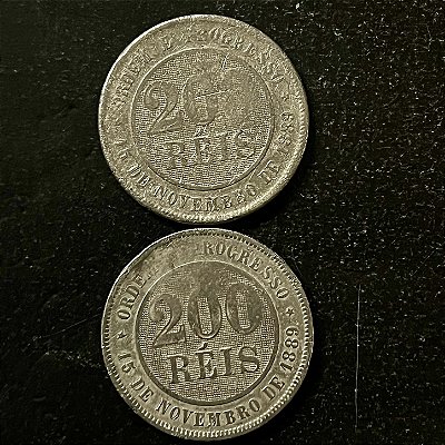 02 Moedas do Brasil - 200 Réis - 1896 - Cupro Niquel - Mbc - ref.3167