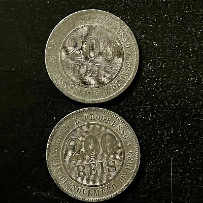 02 Moedas do Brasil - 200 Réis - 1893 - Cupro Niquel - Mbc - ref.3173
