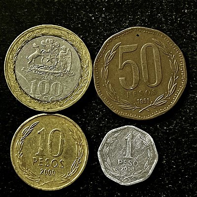 04 Moedas Estrangeiras - Chile 1993-Chile 2000-Chile 2012-Chile 2011 - Mbc - ref.3185