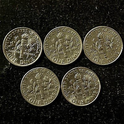 05 Moedas Estrangeiras - USA 1 Dime - 1986-2000-1980-2014-2005 - Mbc - ref.3193