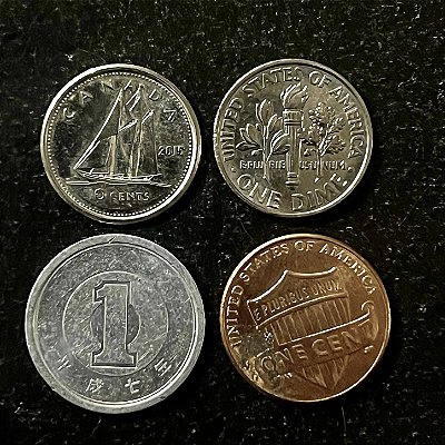 04 Moedas Estrangeiras - USA 2014-Japão 1995-Canada-2015-USA 2014 - Mbc - ref.3194