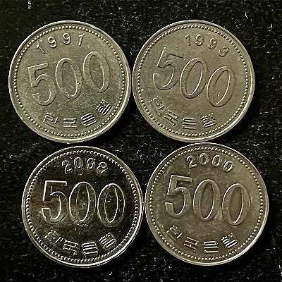 04 Moedas Estrangeiras - Coreia do Sul - 1991 - 2008 - 2000 - 1993 - Mbc - ref.3202