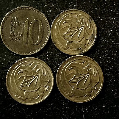 04 Moedas Estrangeiras - Australia - 1978-1980-1978-Coreia do Sul 1972 - Mbc - ref.3203