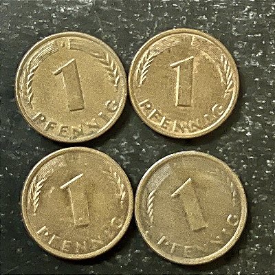 04 Moedas Estrangeiras - Alemanha 1 Pfenning - 1981 - 1990 - 1971 - 1950 - Mbc - ref.3204