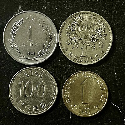 04 Moedas Estrangeiras - Peru 1986-Espanha 1980-Italia 1997-Suiça 1979 - Mbc - ref.3205