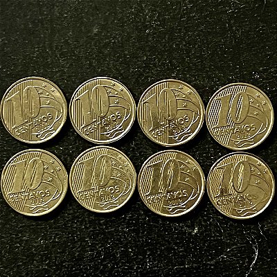 06 Moedas do Brasil - 10 Centavos - 2012 - Mbc - Aço com Latão - ref.3220