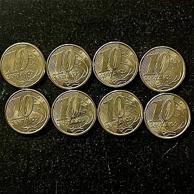 06 Moedas do Brasil - 10 Centavos - 2007 - FC - Aço com Latão - ref.3221