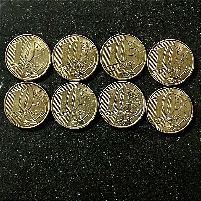 08 Moedas do Brasil - 10 Centavos - 2019 - FC - Aço com Latão - ref.3222