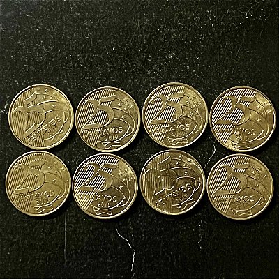 08 Moedas do Brasil - 25 Centavos - 2019 - FC - Aço com Latão - ref.3223