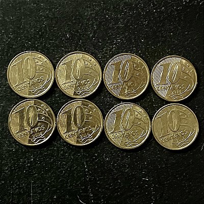 08 Moedas do Brasil - 10 Centavos - 2014 - FC - Aço com Latão - ref.3224