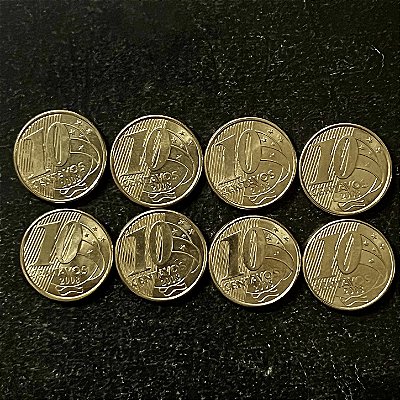 08 Moedas do Brasil - 10 Centavos - 2008 - FC - Aço com Latão - ref.3226