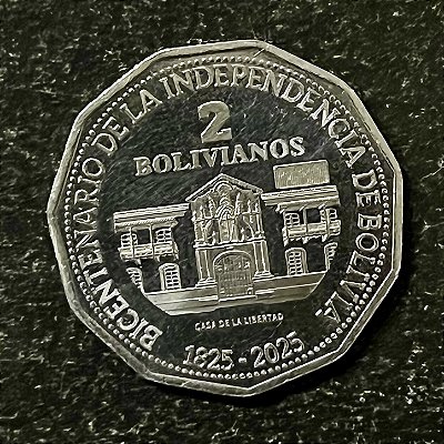 Moedas Estrangeiras - Bolivia 0 2 bolivianos - 200 Anos de Independencia - 2015 - Aço Inoxidavel - FC - ref.3234