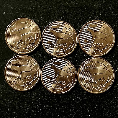 06 Moedas do Brasil - 5 Centavos - 2024 - FC - Aço com Cobre - ref.3237