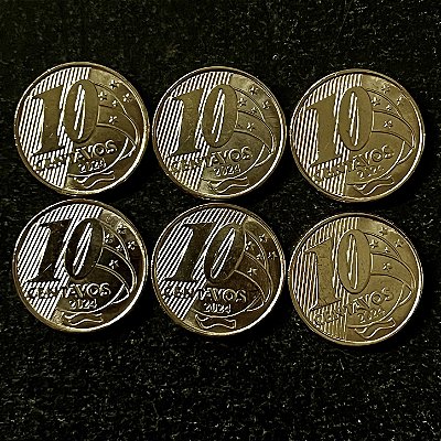 06 Moedas do Brasil - 10 Centavos - 2024 - FC - Aço com Latão - ref.3240