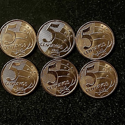 06 Moedas do Brasil - 5 Centavos - 2025 - FC - Aço com Cobre - ref.3244