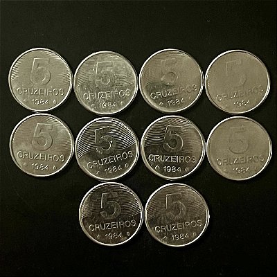 10 Moedas do Brasil - 5 Cruzeiros - 1984 - Aço Inoxidavel - Mbc - ref.3249