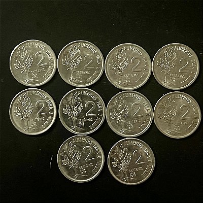10 Moedas do Brasil - 2 Centavos - 1975 - Mbc - ref.3250