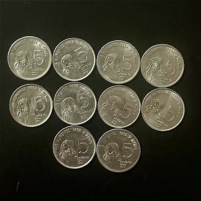 10 Moedas do Brasil - 5 Centavos - 1975 - FAO - Aço Inoxidavel - Mbc - ref.3252