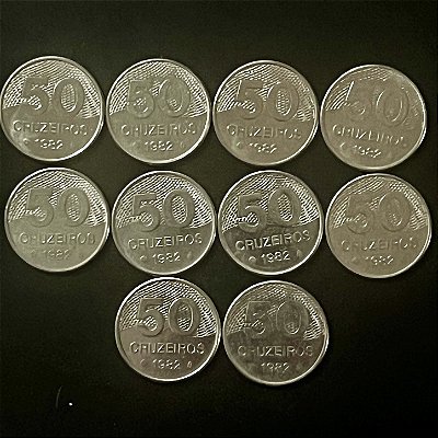 10 Moedas do Brasil - 50 Cruzeiros - 1982 - Aço Inoxidavel - Mbc - ref.3258