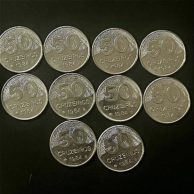 10 Moedas do Brasil - 50 Cruzeiros - 1984 - Aço Inoxidavel - Mbc - ref.3259