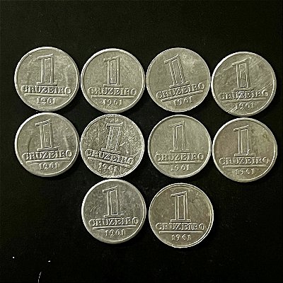 10 Moedas do Brasil - 1 Cruzeiro - 1961 - Aluminio - Mbc - ref.3275