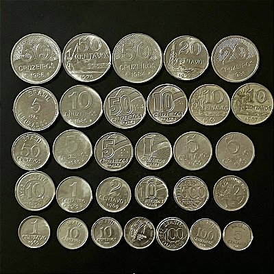 30 Moedas do Brasil Diferentes - Aço Inoxidavel - Mbc - ref.3280