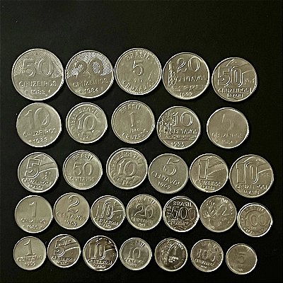 30 Moedas do Brasil Diferentes - Aço Inoxidavel - Mbc - ref.3282