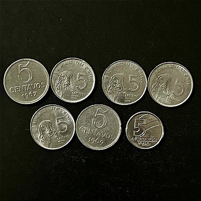 07 Moedas do Brasil - 5 Centavos - Aço Inoxidavel - Mbc - ref.3292