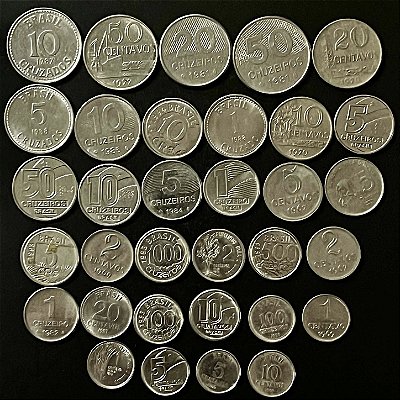 34 Moedas do Brasil - Diferentes - Aço Inoxidavel - Mbc - ref.3294