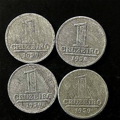 04 Moedas do Brasil - 1 Cruzeiro - 1959 - Aluminio - Mbc - ref.3302