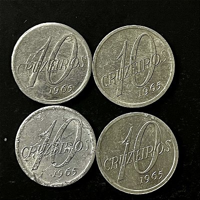 04 Moedas do Brasil - 10 Cruzeiros - 1965 - Aluminio - Mbc - ref.3304