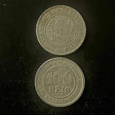 02 Moedas do Brasil - 100 Reis 1889 - 100 Reis 1871 - Cupro Niquel - Mbc - ref.3318