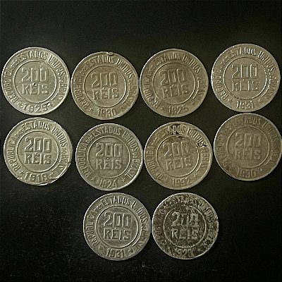 10 Moedas do Brasil - 200 Réis - varias datas - Mbc - ref.3321