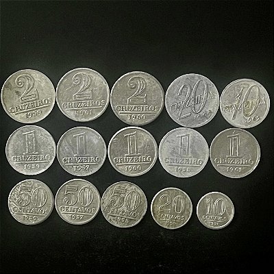 15 Moedas do Brasil - Diferentes - Aluminio - Mbc - ref.3327
