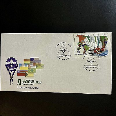 Envelope Comemorativo com Carimbo e Selo - Escotismo - XI Jambore Panamericano em Foz de Iguaçu - 2001 - FDC701- ref.3288