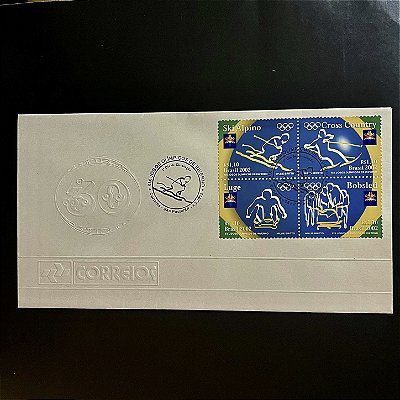 Envelope Comemorativo com Carimbo e Selo - XIX Jogos Olimpicos de Inverno em Salt Lake - USA - 2002 - EPD162 - ref.3301