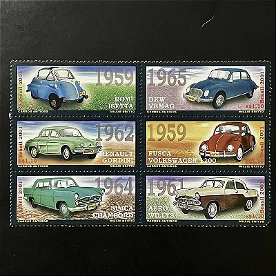 Série de Selos do Brasil - Carros Antigos - 2001 - Mint - ref.3367